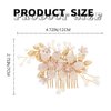 Foyte Crystal Flower Wedding Hair Comb Leaf Headpiece Gold Hair Piece Bride Pearl Hair Accessories for Women