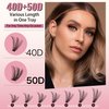 Mayhug Lash Clusters - Fluffy Individual Clusters, 9-16MIX DIY Cluster Eyelash Extensions, D Curl Wispy False Eyelashes, 280PCS Thick eyelashes, 40D+50D Cluster Lashes, 7 Lengths Lashes Clusters