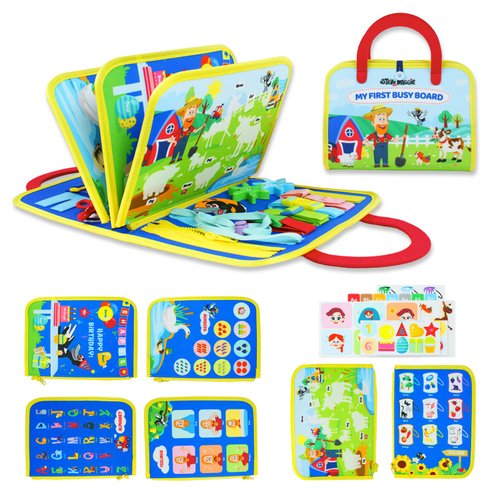 STEVE and MAGGIE Toddler Busy Board Montessori Toys for Kids Ages 3+ Boys & Girls Birthday Gifts, Educational Sensory Toys, Preschool Learning Activities Busy Book