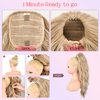 HOOJIH Ponytail Extension, Drawstring Ponytail Hair Extensions 26 Inch Long Curly Wavy Ponytail Natural Wavy Synthetic Hairpiece for Women Daily Use - Light Golden Blonde with White Blonde