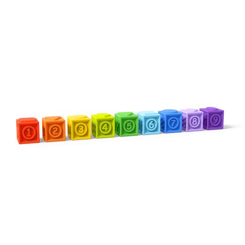 Bright Starts KaledioCubes 9pk Stack & Squeeze Blocks Baby Bath Toys - Play & Learn with Colors, Numbers & Shapes, Ages 3 Months+, Multicolor