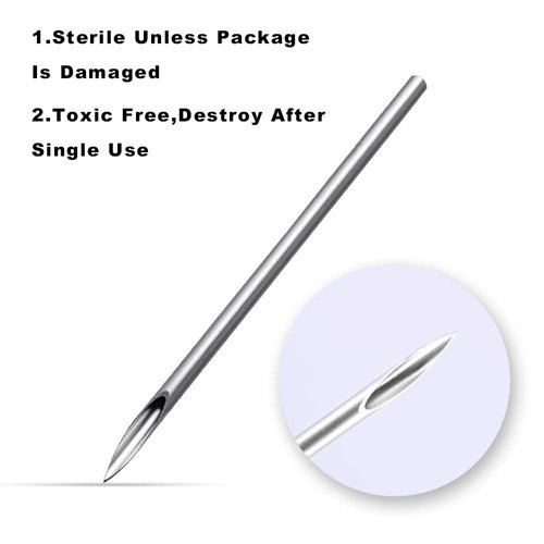 ATOMUS Body Piercing Needles, 14G 16G Stainless Steel Sterile Disposable Ear Nose Navel Nipple Lip Piercing Needles (100pcs 16G)