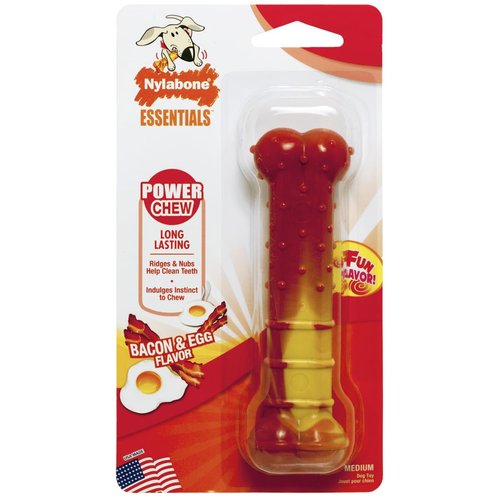 Nylabone Flavor Fun Power Bacon & Egg Flavor Chew Dog Toy, Medium