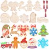 HooAMI 100pcs Wooden Christmas Ornaments Unfinished Wood Slice Ornaments, 10 Styles Christmas Tree Hanging Ornaments Blank Wood Cutouts for Christmas Decorations Tree Decor Crafts DIY