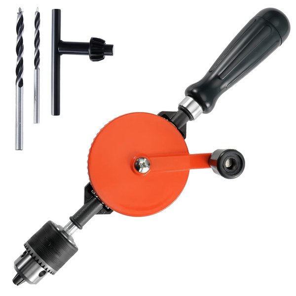 OCR Hand Drill Manual Crank Drill 3/8 inch (1.5mm-10mm) Precision Chucks Hand Drill with 2Pcs Drill Bit Set for Wood Plastic Acrylic Circuit Board Punching