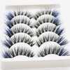 DAODER False Eyelashes Colored Lashes Fluffy Wispy with Blue Color 14mm~16mm Medium C Curl Full Volume 3D Natural Fake Lashes Soft Reusable 5 Pairs (Blue on End)