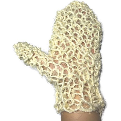 2 PACK 100% Natural Exfoliating Sisal Fiber Loofah Glove Mitt Mitten - Bath Sponge Scrubber Remove Dead Skin - Great for Skin Care in the Bath - Spa or Shower For Human or Pets