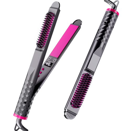 XCOZU Hair Straightener - Curling lron, Straightener Flat Iron for Women, Straightener Brushes with 12 Temp