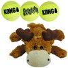 KONG Cozie Marvin Moose & SqueakAir Balls (3 Pack) - Dog Fetch & Chew Toys for Fun - Soft Toy Moose for Indoor Play - Durable Dog Toy Balls for Outdoor Play - for Medium Dogs