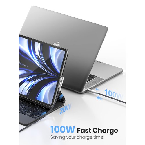 Fasgear 100W USB C to USB-C Cable, 3 Pack 3ft/3 ft/10 ft 5A Fast Charging USB 2.0 Type C Charger Cable Braided Compatible for Mac Book Pro iPad Air 4 & Galaxy S23 Type-C Smartphones (Black)