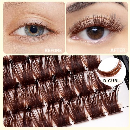 VAYATOR Color Lash Cluster Light Brown Dark Brown Black Brown Various Colored False Eyelashes Clusters Professional Makeup Lash Cluster Grafted Eyelash Extension (Dark Brown-10-12-14-16mm mixed)