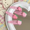 Strawberry Hair Barrettes Pink Y2K Girls Hair Barrettes Hairclips Headpieces Non Slip Strawberry Hair Accessories for Women Girls (2 pairs)