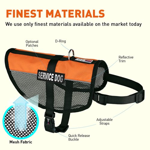 Dogline Service Dog Vest, 13 by 16-Inch, Orange