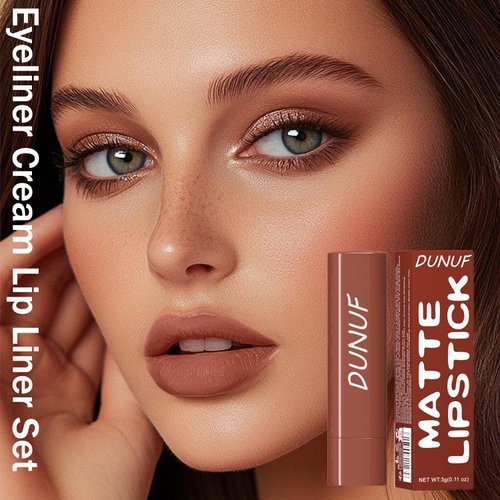 Bekoeen 5Pcs Nude Lipstick Lip Liner Matte Sets, 2 in 1 Plumping Smooth Lipliner, for Women Long Lasting Waterproof 24 Hours Lip Stick Lip Stain Makeup Gift Sets