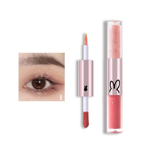 KWOLYKIM Double Head Liquid Glitter Eyeshadow Makeup Glitter 2 in 1 Eyelshadow Eye Glitter and Matte Eyeliner, Pigmented, Long Lasting, Quick Drying, Loose Glitter Glue for Eye Makeup