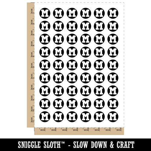 Letter M Uppercase Fun Bold Font Temporary Tattoo Water Resistant Fake Body Art Set Collection - 54 1" Tattoos (1 Sheet)