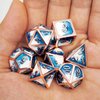 Haxtec Metal DND Dice Set Copper Blue White D&D Dice with Leather Dice Bag for Dungeons and Dragons RPG-Ice Dragon Bait