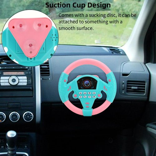 VINGVO Toy Steering Wheel, Simulated Driving Controller Electric Early Learning Educational Sounding Toy Pretend Driving Seat Toys for Children Boys and Girls, Kids Interactive Toys,