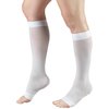 Truform Sheer Compression Stockings, 15-20 mmHg, Women's Knee High Length, Open Toe, 20 Denier, White, Small