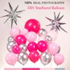 Kozee Hot Pink Silver Balloon garland arch kit 160PCS Pastel Pink and silver Starburst balloons for girl's 15/16/30th Birthday Princess 2024 graduation