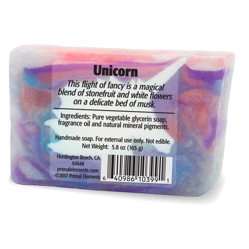 Primal Elements Glycerin Bar Soap | Helps All Skin Types, Sensitive, Oily & Dry Skin | NO PARABENS, VEGAN, GLUTEN FREE, 100% VEGETABLE BASE - (Unicorn)