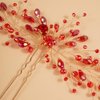 Aimimier Bridal Crystal Hair Pins Classical Wedding Back Comb Prom Party Festival Hair Accessories for Women(Red)