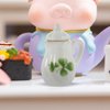 LOGOFUN Dollhouse Tea Cup Sets 1:12 Scale Miniature Porcelain Teapot Cup Dish Mini Flower Pattern Teapot Dish for Dollhouse Kitchen Accessories - Green
