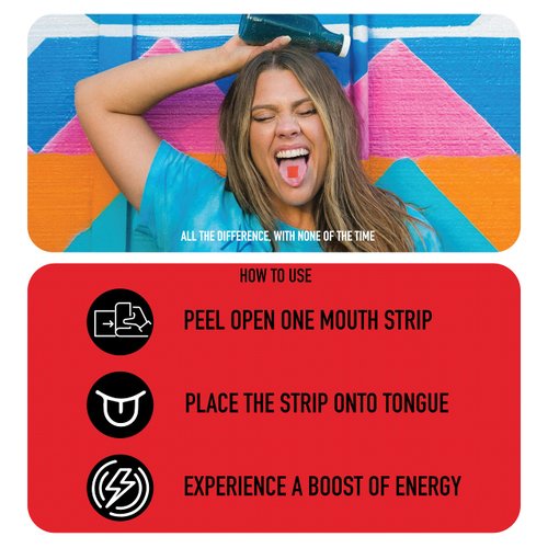 Instant Energy Strips, Caffeine & B12 Blended Strips, Natural Solution to Low Energy - 50 Mg Green Tea Caffeine Extract Boost for During Work, Exercise, Travel - L-Theanine - (30 Count)