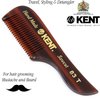 Kent 83T Small Gentleman's Beard and Mustache Pocket Comb, Fine Toothed Pocket Size for Facial Hair Grooming and Styling. Saw-cut of Quality Cellulose Acetate, Hand Polished. Hand-Made in England