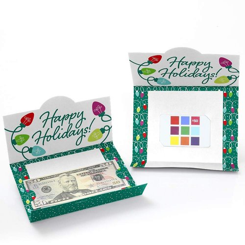 Big Dot of Happiness Christmas Light Bulbs - Holiday Party Money and Gift Card Holders - Set of 8