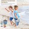 CHILDLIKE BEHAVIOR Silicone Baby Beach Toys - 10x10-Inch Travel Friendly Beach Toy Set - Durable Sandbox Toys - Kids Sand Toys Set Includes Sand Bucket, Shovel, and 6 Animal Shaped Sand Molds