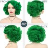 GNIMEGIL Curly Green Wigs for Women St patricks Day Short Curly Layered Wigs Big Wavy Cosplay Wigs Synthetic Hair Halloween Costume Wigs