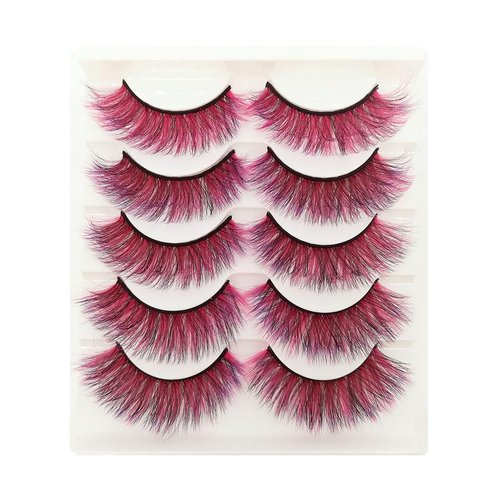 Burgundy False Eyelashes Red Lashes Colorful Eyelashes Easter Halloween Colored Eye Lashes Faux Mink Long Dramatic Eyelashes MUQIU37 Party Fake Eyelashes Extensions Makeup Tools (MQ303-Burgundy)