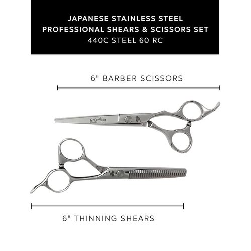 DreamCut 6" Professional Hair Scissors and Thinning Shears 440C Japanese Stainless Steel Kit