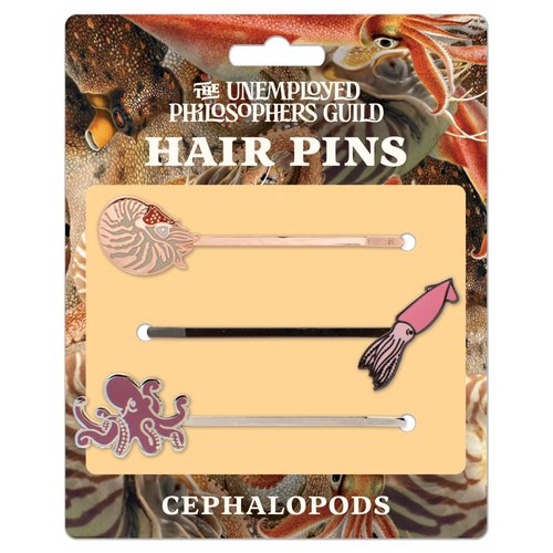 Cephalopods 3 Hair Pins Set - Nautilus, Squid, and Octopus