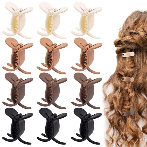 12Pcs Matte Ponytail Holder Hair Claw Clips, Fashion Hair Accessories for Hair Styling Bun Shape Ponytail Maker, Hair Jaw Clips Accessories for Women and Girl (Colorful)