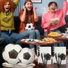 FULJOOY 144 Pcs 3D Soccer Party Supplies Paper Soccer Plates and Napkins Dinnerware Set Tableware Supplies Includes Paper Plates Napkins Forks Serve 24 for Birthday Sports Soccer Party decorations