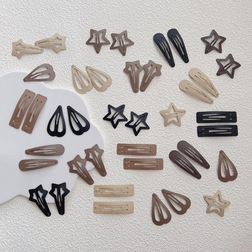 EleMirsa Brown Snap Hair Clip Hair Barrettes for Girls Women No Slip Metal Snap Clips Hair Pins Accessories
