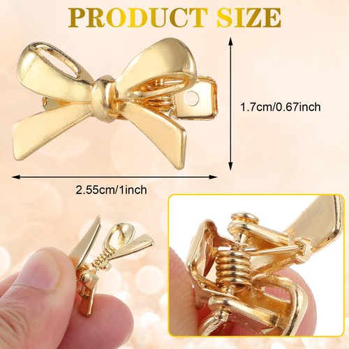 6pcs Gold Metal Side Bang Bow Hair Clips for Women, Mini Bows for Hair, Small Hair Bows, Tiny Bows for Hair, Mini Gold Hair Clips, Cute Simple Bow Hairpins Barrettes Fashion Party Hair Accessories