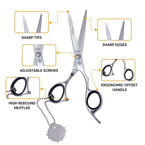 Sightwing hair scissors 7 Inch-Japnese Stainless Steel Razor Edge Barber Shears, Hair Cutting Shear, Hair Cutting Scissors, and Hair scissors Professional for Men/Women/Barber/Salon (Silver)