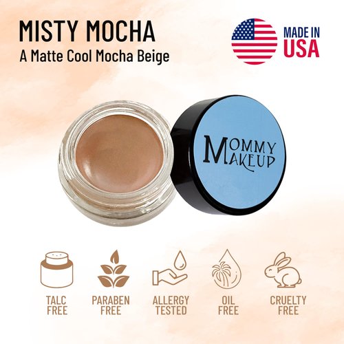 Mommy Makeup Waterproof Cream Eyeshadow | Any Wear Creme in Misty Mocha (A Matte Cool Mocha Beige) for Eyes, Cheeks & Lips | Ultimate Multi-tasking Cream to Powder Eye Shadow