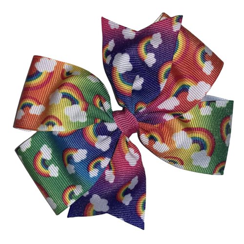 Rainbows Pinwheel Hair Bow 4&quot;