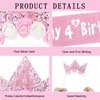 Casoty Pink 4th Birthday Sash and Crown Set, 4th Birthday Decorations, 4th Birthday Headband, 4th Birthday Party Decorations, Pink Birthday Gifts for Girl