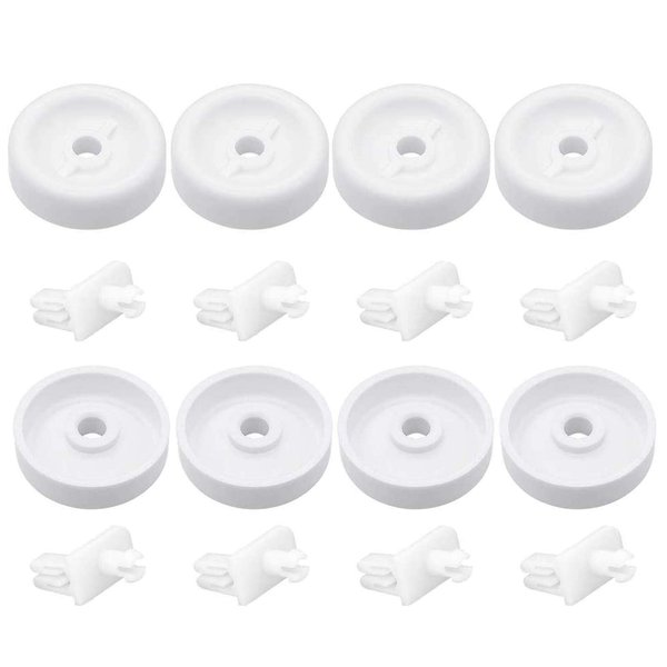 2024 Upgraded WD35X21038 Dishwasher Lower Rack Wheel Kit by Beaquicy - Replacement for G-E Ken-more May-tag Hot-point Dishwasher - Replaces WD12X10074 WD12X10076 WD12X0272 WD12X0427 - Pack of 8