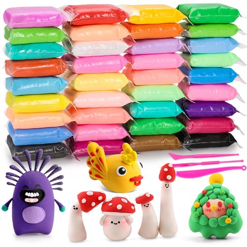 EDIFON Air Dry Clay kit, 36 Colors Modeling Clay Ultra Light Magic Clay with Tools, Safe and Non-Toxic Modeling Clay, Ideal Gift for Kids (36 Colors+ Tools)