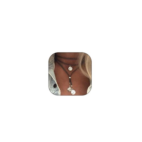 Long tiantian Black Choker Necklaces for Woman Boho Necklace Layered Choker Necklace for Women Western Choker Bohemian Jewelry for Women Cowgirl Necklace Women Christmas Gifts (Black Choker Necklace)