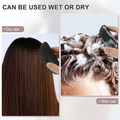 VOCOSTE Scalp Massager, Silicone Scalp Scrubber, Women's Scalp Brush Shower, Hair Massager for Deep Clean Hair, Wet and Dry Use for Dandruff Scrubber, Black