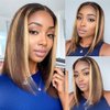 Put On And Go Glueless Wigs Human Hair Pre Cut Ombre 4/27 Highlight Short Bob Wig Human Hair For Women 180 Density 4x4 Closure Straight HD Lace Front Wigs Human Hair Ready To Wear For Beginners 14inch