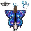 plainshe Halloween Costumes for Girls，Butterfly Wings Kids, Fairy Wings Blue，3PCS Butterfly Costume Set.