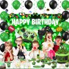 Green Gamer Birthday Party Decoration - 217Pcs Video Game Gaming Party Supplies For Boys Birthday Party - Backdrop, Table Cover, Plates, Cups, Napkins, Utensils, Hanging Swirls, Cupcake Topper, Cake
